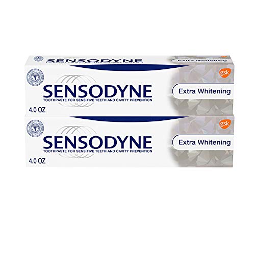 Sensodyne Extra Whitening Sensitive Teeth and Cavity Prevention Whitening Toothpaste, Amazon Exclusive, Cool Mint -4 Ounces (Pack of 3)